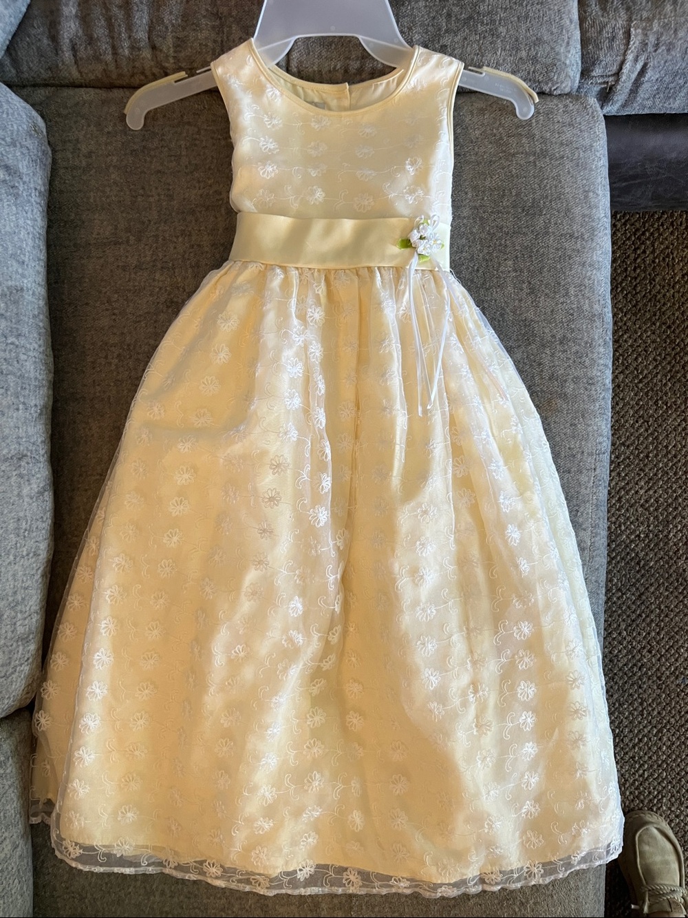 marmellata Cream Floral Lace Satin Sash Girls' Formal Dress